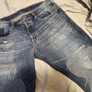 G-Star Blue Denim Jeans with Contrast Yellow Stitching